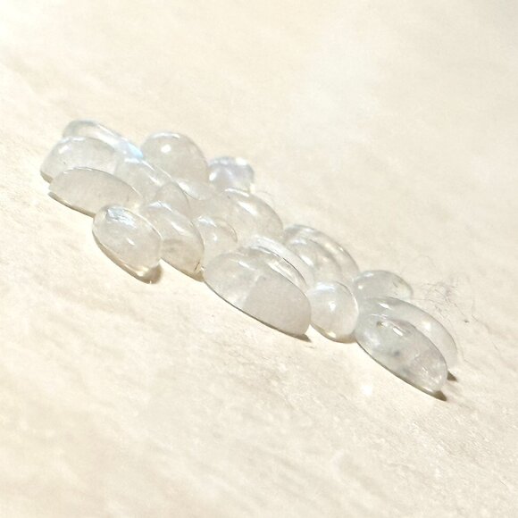 2/$20, Small Glass Bottle w/ Tiny Genuine Rainbow Moonstone Cabochons - Picture 3 of 6